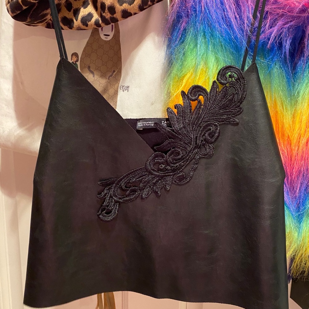 zara black dropped top